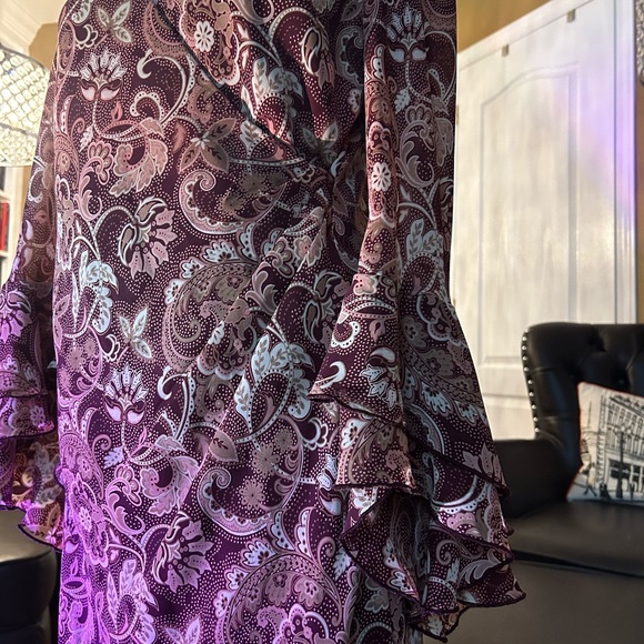 Hippie 60s style vintage patterned dress with ruffled sleeves - Picture 3 of 8